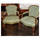 VINTAGE HICKORY FRENCH STYLE FAUTEUIL IN LEATHER
