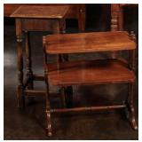 A JOINED OAK STOOL AND HENREDON STAND TABLE