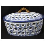 PIERCED PORCELAIN COVERD DISH SIGND MAITLAND SMITH
