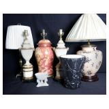 COLLECTION OF TABLE LAMPS, SOME W/O HARP FOR SHADE