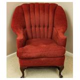 A VINTAGE CUT VELVET OCCASIONAL CHAIR W/ DOWN SEAT