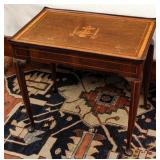 AN ANTIQUE INLAID QUEEN ANNE INFLUENCE TEA TABLE