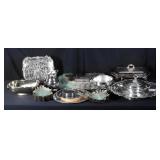 LARGE LOT OF STERLING, SILVERPLATED & OTHER TABLE