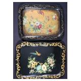 TWO LARGE VINTAGE TOLE TRAYS