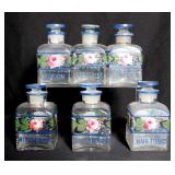 A VINTAGE PAINTED CZECH GLASS VANITY SET, UNMARKED