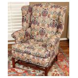 A GOOD CUSTOM UPHOLSTERED WINGBACK CHAIR