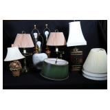 A COLLECTION OF MODERN TABLE LAMPS AND SHADES