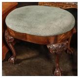 A CHIPPENDALE STYLE OVAL TOP FOOT STOOL