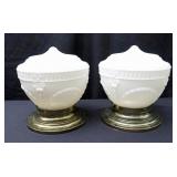 TWO VINTAGE GLASS GLOBE CEILING LIGHT FIXTURES