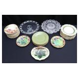 CHINA, MODERN MAJOLICA, PRESSED GLASS CAKE STANDS