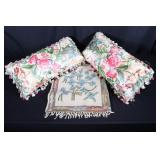 NICE CHINTZ PILLOWS AND A LARGE NEEDLEPOINT THROW