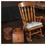 MODERN ROCKING CHAIR, 1920s COAL HOD, 1900s FIRKIN