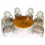 A HEPPLEWHITE DINING TABLE WITH SHIELD HOST CHAIRS