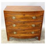 A NICE 19TH C. BANDED & INLAID MAHOGANY BOW-FRONT