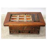 A JAPANESE KEYAKI WOOD HIBACHI WITH COPPER LINER