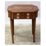 A 19TH CENTURY ENGLISH INLAID MAHOGANY WORK TABLE