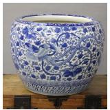 JAPANESE BLUE & WHITE PORCELAIN HIBACHI W/PHOENIX