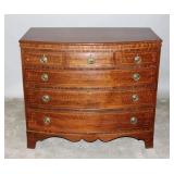 AN EARLY 19TH C. AMERICAN BOW-FRONT CHEST W/INLAY