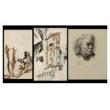 THREE 19TH C. GRAPHITE AND WATERCOLOR STUDIES