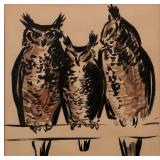 GERTRUDE FREYMAN (1901-1994) OWLS WATERCOLOR