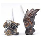 TWO ANTIQUE FIGURAL HAT PINS