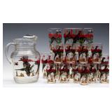 VINTAGE HAZEL-ATLAS PHEASANT HUNT MOTIF BAR SET