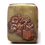 AN ANTIQUE MIXED METALS JAPONISM PILL BOX