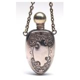 A VINTAGE GERMAN SILVER PERFUME WITH FINGER RING