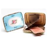 TWO VINTAGE GUILLOCHE ENAMEL COMPACTS