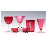 A COLLECTION OF STEUBEN AND OTHER CRANBERRY GLASS