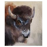 JAMES R. HAMIL (1937-) WATERCOLOR OF A BUFFALO