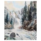 JAMES R. HAMIL (1937-) MOUNTAIN STREAM WATERCOLOR