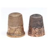 STERLING SILVER AND GOLD FILLED ANTIQUE THIMBLES