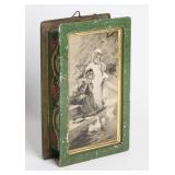 AN ENGLISH VICTORIAN LITHOGRAPHED TIN CONTAINER