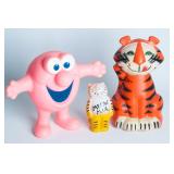 THREE PLASTIC AND VINYL ADVERTISING MASCOT FIGURES