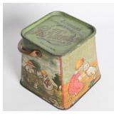 A R. KLAUSSON TIN LITHO HANDLED BISCUIT TIN