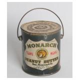 MONARCH PEANUT BUTTER TIN LITHO HANDLED TIN