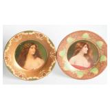 TWO TIN LITHO ADVERTISING PLATES W/ PRETTY LADIES
