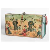 A CIRCA 1910 TIN LITHO LUNCH BOX W/ BEACH SCENE