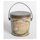 A VICTORIAN TIN LITHO CHRISTMAS CANDY PAIL