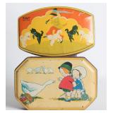 A PAIR OF TIN LITHO TOFFEE TINS