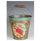 A VICTORIAN TIN LITHO SAND PAIL SIGNED T. BRO