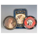 BEER AND CIGAR ADVERTISING TIP TRAY AND COASTERS