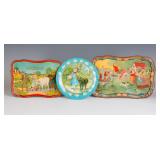 THREE TIN LITHO NURSERY RHYME TEA SET TRAYS
