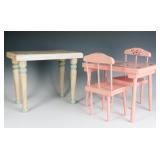 PAINTED WOOD DOLL TABLES AND CHAIRS CIRCA 1930