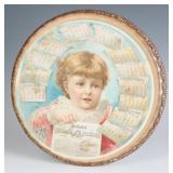 AN 1893 CHROMOLITHOGRAPH CALENDAR BEHIND GLASS