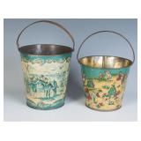TWO GOOD VICTORIAN TIN LITHO SAND PAILS