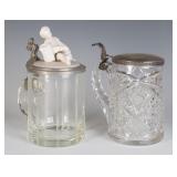TWO CUT CRYSTAL GERMAN BEER STEINS CIRCA 1890