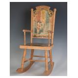 CIRCA 1880s LITHO ON WOOD MINIATURE ROCKING CHAIR