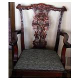 SET SEVEN CARVED MAHOGANY CHIPPENDALE ARM CHAIRS